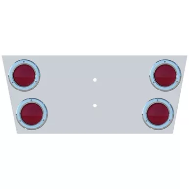 14 Inch Stainless Steel Angled Rear Center Panel W/ Light, Back Plate Options For Kenworth