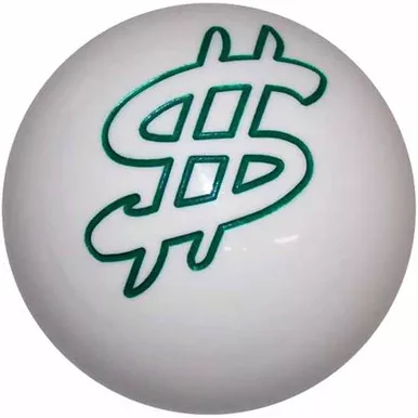 2.125 Inch Solid White, Green Dollar Sign Shift Knob Super Kit